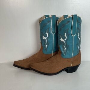 Dan Post Pee Wee Suede Cowgirl Boots 8 M Rough Out Suede